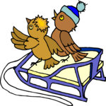 Birds Sledding Clip Art