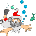 Santa Scuba Diving 3 Clip Art