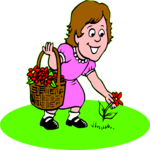 Girl Picking Flowers Clip Art