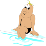 Sitting on Pool Edge Clip Art