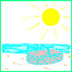 Picnic Basket on Beach Clip Art