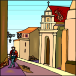 Man in Medieval Street Clip Art