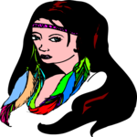 Woman Wearing Feathers Clip Art