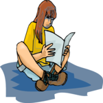Girl Reading 5 Clip Art