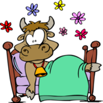 Cow in Bed Clip Art