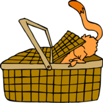 Cat in Picnic Basket