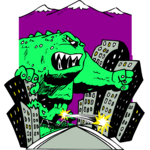 Monster Attacking City Clip Art