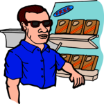 Man by Store Display