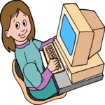 Girl at Computer 2 Clip Art