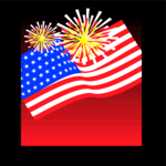 Fireworks & Flag Clip Art