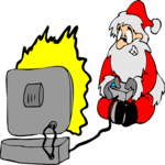 Santa Playing Video Game Clip Art