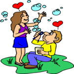 Couple Making Bubbles Clip Art