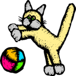 Cat with Ball Clip Art