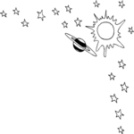 Planet & Stars Corner 2 Clip Art