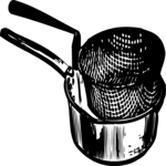 Antique Style Saucepan with Fryer Clip Art