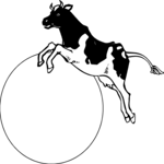 Cow & Moon Frame Clip Art