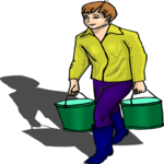 Man with Buckets Clip Art