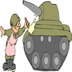 Soldier Cleaning Tank