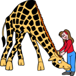Girl & Giraffe Clip Art