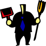 Man with Broom Clip Art