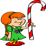 Girl with Candy Cane Clip Art