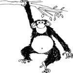 Monkey Hanging on Tree 1 Clip Art