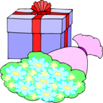 Gift with Flowers Clip Art