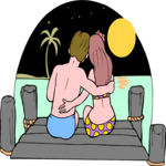 Couple on Pier Clip Art