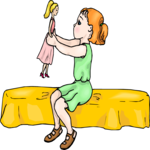 Girl with Doll 10 Clip Art
