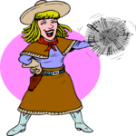 Cowgirl Twirling Gun Clip Art