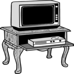 TV & VCR on Wooden Stand