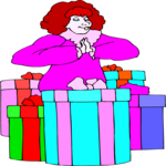 Woman with Gifts 2 Clip Art