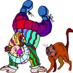 Clown with Cat Clip Art