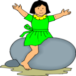 Girl Sitting on Rock Clip Art