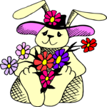Bunny & Flowers Clip Art