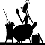 Silhouettes, Woman Looking in Mirror