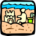 Child Making Sandcastle Clip Art