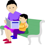 Boy Reading with Mom Clip Art