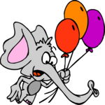 Elephant with Balloons Clip Art