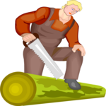 Farmer Cutting Wood