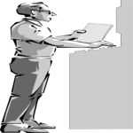 Man Entering Data Clip Art