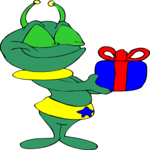 Alien with Gift Clip Art