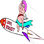 Cupid's Love Rocket Clip Art