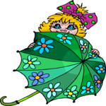 Girl with Umbrella 2 Clip Art