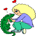 Girl & Lizard Clip Art