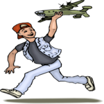 Boy with Toy Plane 1 Clip Art