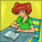 Girl Writing in Journal Clip Art