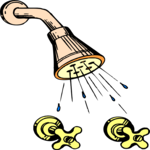 Shower Head & Knobs Clip Art