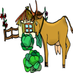 Goat in Garden Clip Art