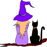Witch & Cat Clip Art